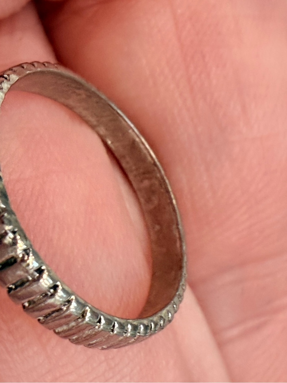 Silver-Tone Ribbed Textured Stackable Band Ring, Size 5.5–6 - Picture 8 of 12